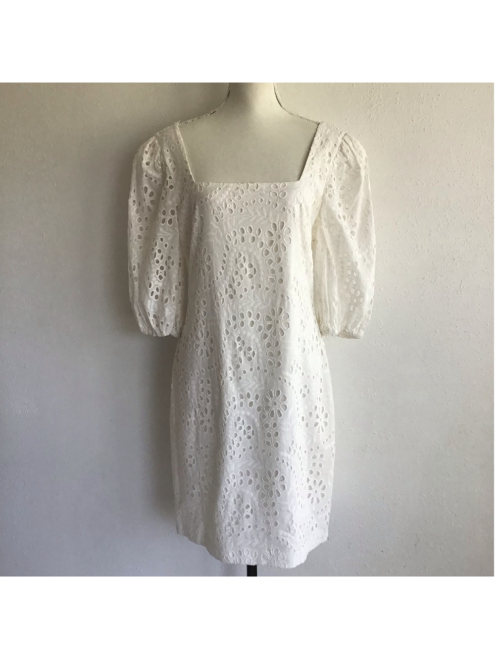 Eliza J Women Elegant Creamy White Eyelet Mini Dress Size 12